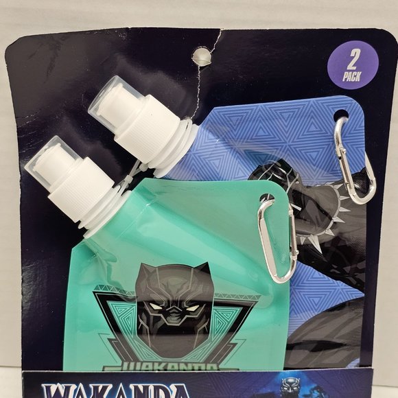 New 2 Marvel Comics Wakanda Forever Reusable Drink Pouch Holds Approx 10oz - Picture 5 of 9